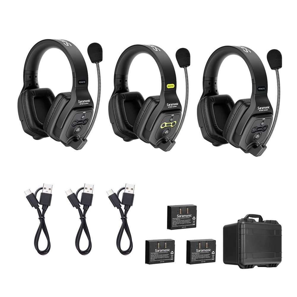 Saramonic WiTalk-WT3D | 3-Person Full-Duplex 1.9GHz Wireless Dual-Ear Headset Intercom System with Custom Hard Case