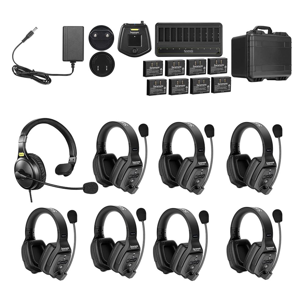 Saramonic WiTalk-WT8D | 8-Person Full-Duplex 1.9GHz Wireless Dual-Ear Headset Intercom System with Hub & Custom Hard Case