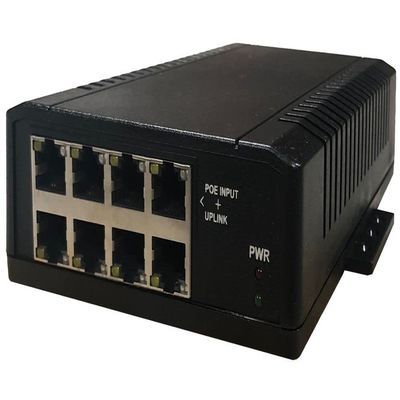 TP-SW8-NC - 8 Port Unmanaged Passive PoE Network Switch, 12-58VDC Wire Term Input, PoE Volt Out = Volt in, 7X Passive PoE + 1x Uplink Port