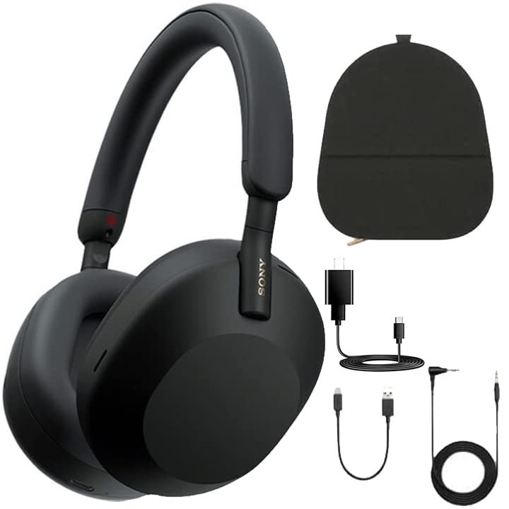 Sony WH-1000XM5 Noise Canceling Wireless Over-Ear Headphones (Black) & Case