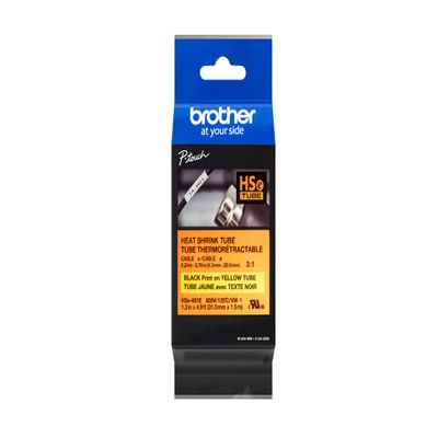 Brother HSe661E 31mm (1.2in) Black on Yellow 3:1 Heat Shrink Tube