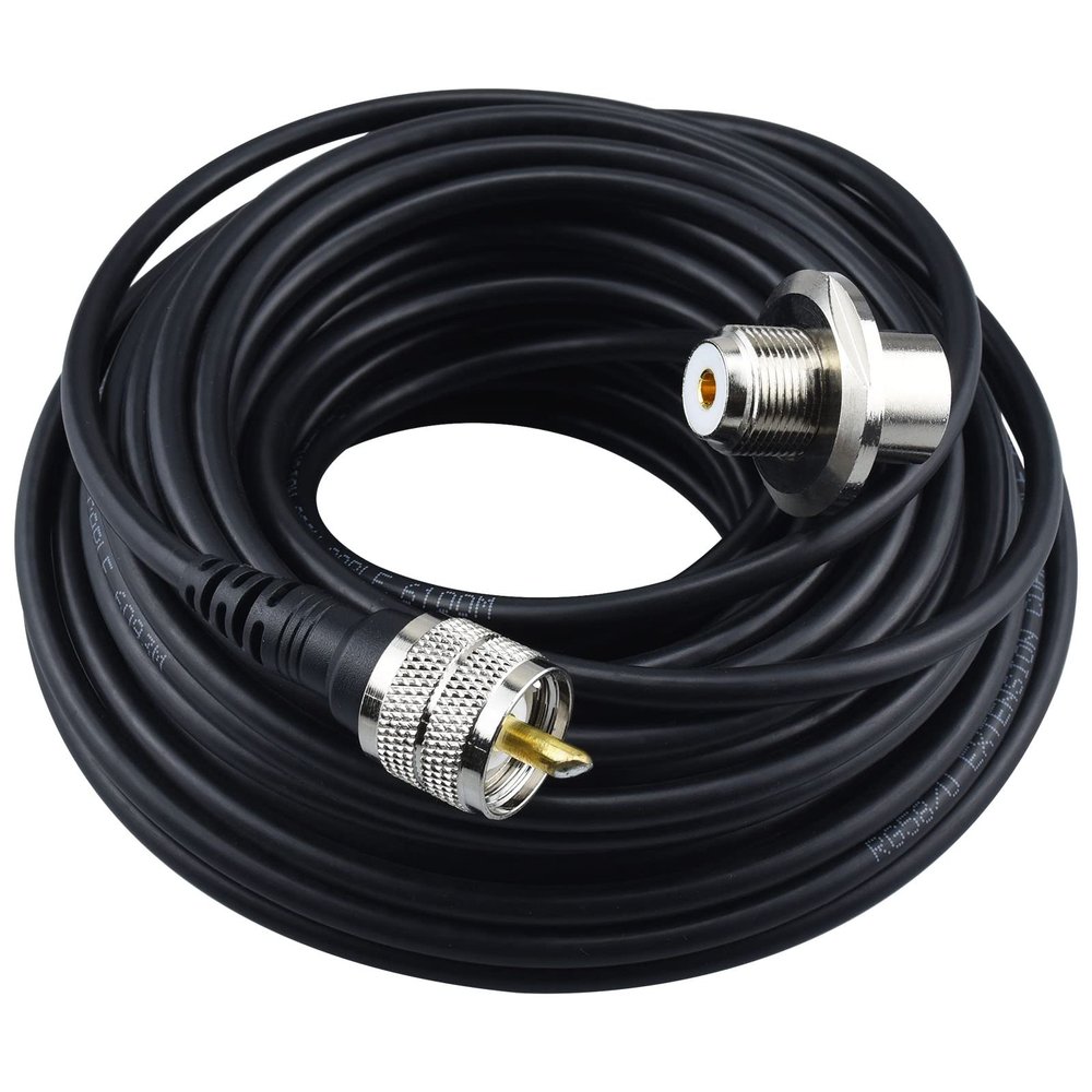 YOTENKO UHF PL259 Male to UHF SO239 Female Right Angle Bulkhead Mount RG58/U Cable 49.2 feet for Vehicle Car SUV Truck CB Radio Ham Radio Two Way Radio Amateur Radio