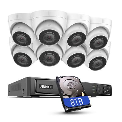ANNKE H800 8CH Turret PoE Security Camera System with 8MP H.265+ NVR, 8X 5MP Outdoor IP Camera, 8TB HDD, Audio Recording, 100 ft EXIR 2.0 Night Vision, IP67 Weatherproof, 24/7 Video Surveillance
