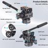 INNOREL Tripod Fluid Head Pan Tilt Head Mini Pan Metal Camera Video Tripod Head with 2 Arca Swiss Quick Release Plates, Handle, Magic Arm & Phone Clip for Video DSLR Cameras, Load up to 8.8lb/4kg, F10 view 2