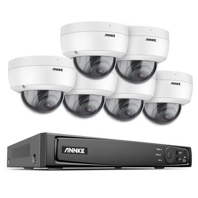 ANNKE H800 8CH Dome IP Security Camera System with 8MP H.265+ NVR, 6 X 4K Outdoor CCTV Camera, Audio Recording, 100ft EXIR 2.0 Night Vision, IP67 Weatherproof, 24/7 Video Surveillance, NO HDD Included