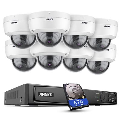 ANNKE H800 8CH Dome PoE Security Camera System with 8MP H.265+ NVR, 8X 5MP Outdoor IP Camera, Audio Recording, 100ft EXIR 2.0 Night Vision, IP67 Weatherproof, 24/7 Video Surveillance, 6TB HDD