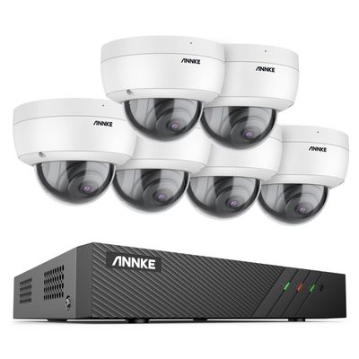 ANNKE H500 8CH PoE Security Camera System w/ 6MP NVR, 6X 5MP IP Outdoor Cameras, Audio Recording, Color Night Vision, Smart Motion Detection, IP67 Weatherproof, 24/7 Video SurveillanceNO HDD