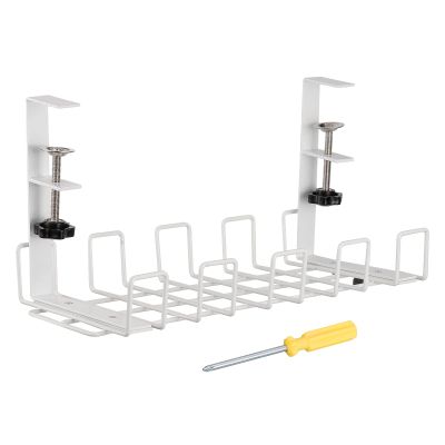 PATIKIL Cable Management Tray Under Desk, Wire Management Rack Wire Organizer Cable Organizers for Office Home, White