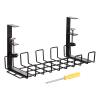 PATIKIL Cable Management Tray Under Desk, Wire Management Rack Wire Organizer Cable Organizers for Office Home, Black view 1