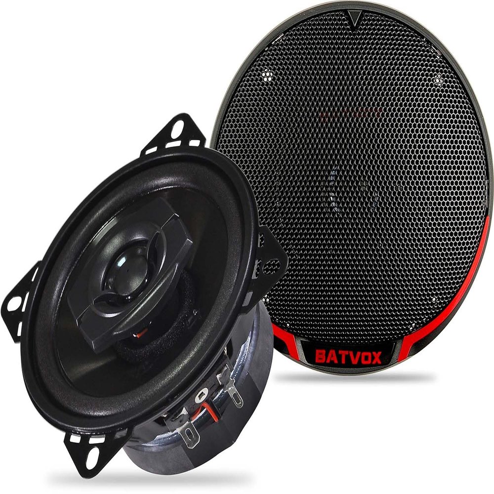 BATVOX CS401 150 Watts 4 Inch 2 Ways 4 Ohm Impedance and Piezo Tweeter for Premium Car Audio Coaxial Car Speakers, Car Stereo Sound System with Removable Grill (2 Speakers)