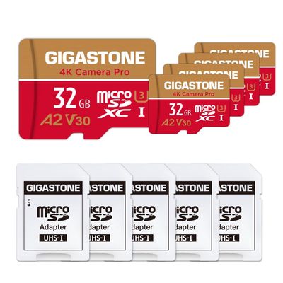 5-Years Data Recovery GIGASTONE 32GB Micro SD Card 5-Pack, 4K Camera Pro, Compatible with GoPro, Wyze, Security Camera, Drone, Dash Cam, R/W up to 95/35MB/s MicroSDHC Memory Card UHS-I U3 A2 V30