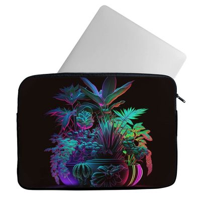 Colorful Plant Mac Book Pro 14" Sleeve - Bright Laptop Sleeve - Floral Mac Book Sleeve