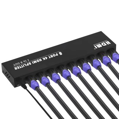 TCNEWCL 4K HDMI Splitter 1 in 8 Out, 4K@30Hz 1080P 8 Port Powered HDMI Splitter for Monitor, TV, Project