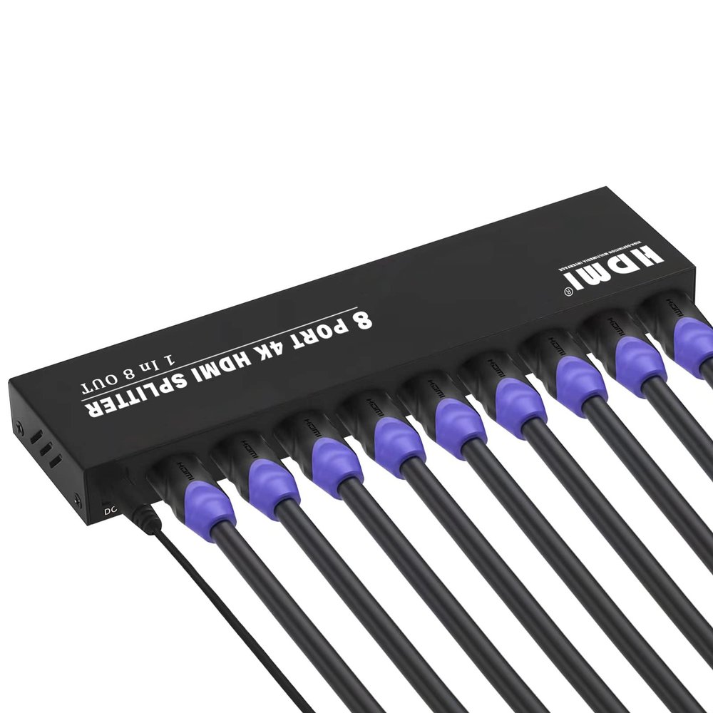 TCNEWCL 4K HDMI Splitter 1 in 8 Out, 4K@30Hz 1080P 8 Port Powered HDMI Splitter for Monitor, TV, Project