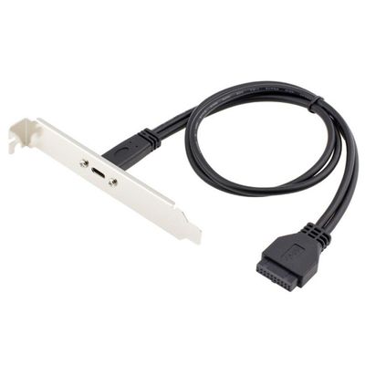 chenyang USB 3.0 Front Panel Header 19/20Pin Male to USB C Female Chassis Back Panel Port Extension Cable 0.4M with 12cm PCI-E Slot Bracket