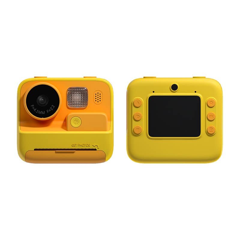 Multilingual Cameras Children's Polaroid Cameras Children's Cameras Printable Toy Gifts (Yellow+TFmemory Card16G)