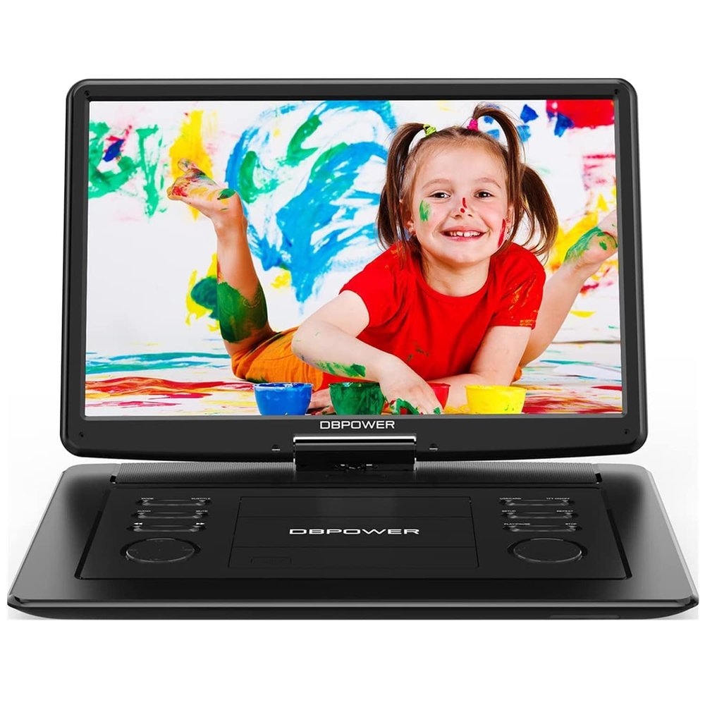 17.9" Portable DVD Player with Swivel Screen, Rechargeable Battery, Multiple Disc Formats, and Remote Control (Black)
