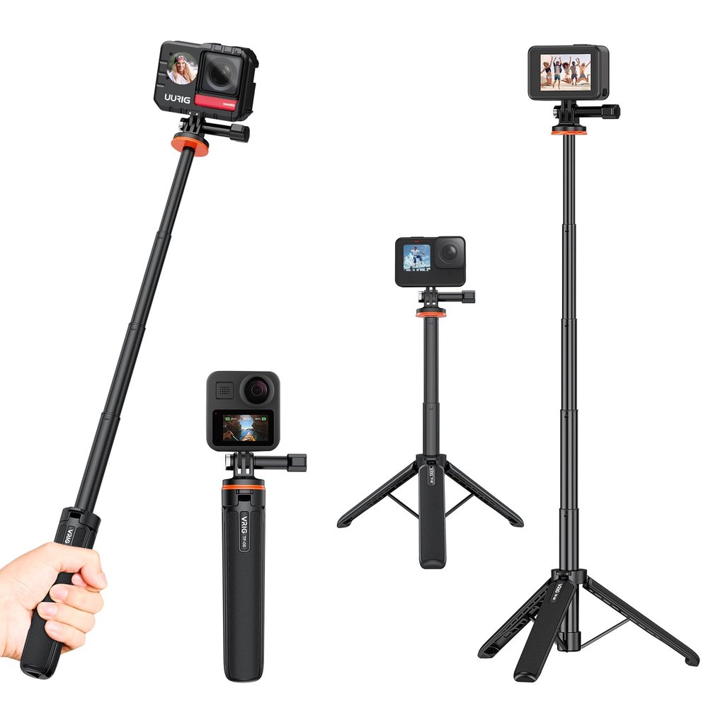 VRIG 20.1" Mini Extendable Gopro Tripod,Portable Selfie Stick Tripod for DJI OSMO Action 5Pro/4/3,GoPro Max Hero 13 12 11 10 9 8 7 6 5 4 3 3+ 2 1 Session,Insta360 X5/X4