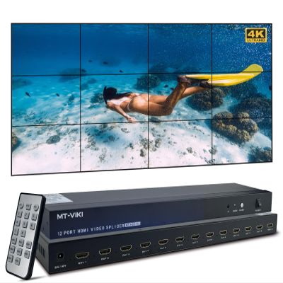 ICUIXIAN 3x4 Video Wall Controller 4x3 1920P@60Hz Resolution 12-Channel Video Wall Processor 1HDMI Input and 12HDMI Output TV Wall Controller for 12 TV Splicing 3x4, 2x5, 3x3, 2x4, 2x3, 2x2 Mode