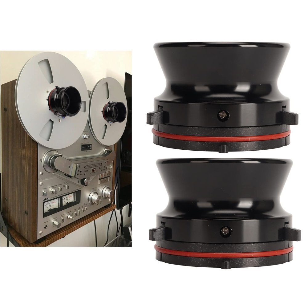 1 Pair Nab Hub Adapters for Studer for Akai for Teac, 10 Inch Opener Empty Aluminum Alloy Take Up Reel to Reel Small Hub, Tape Reel to Reel Recorder for Studer (Black)