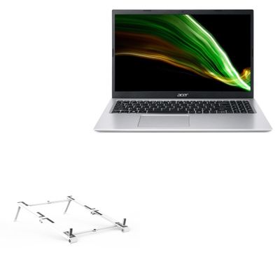BoxWave Stand and Mount Compatible with Acer Aspire 3 (A315-58) - Pocket Aluminum Stand 3-in-1, Portable Multi Angle Viewing Riser - Metallic Silver