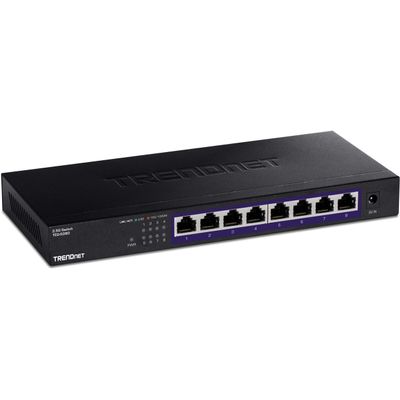 TRENDnet 8-Port Unmanaged 2.5G Switch, 8 x 2.5GBASE-T Ports, 40Gbps Switching Capacity, Backwards Compatible with 10-100-1000Mbps Devices, Fanless, Wall Mountable, Black, TEG-S380 (Renewed)