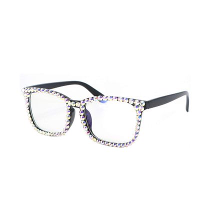 FUPRECIOUS Square Rhinestone Reading Glasses For Women Blue Light Blocking Computer Readers Glasses (black, 3.5, x)