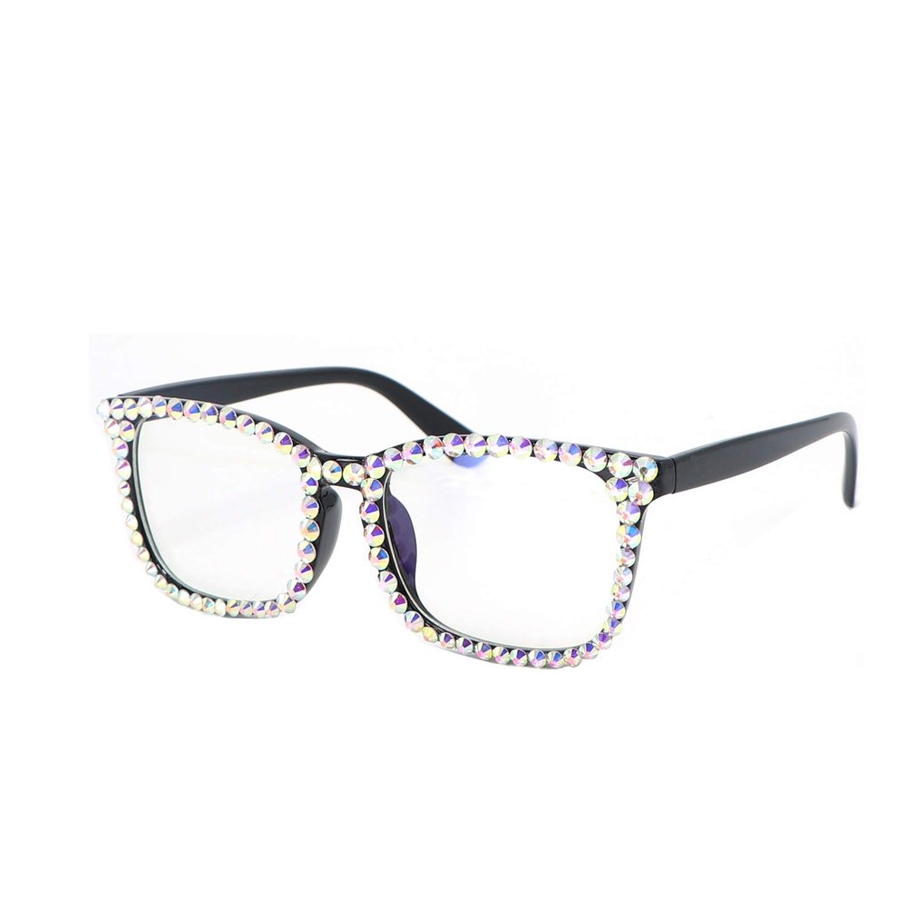 FUPRECIOUS Square Rhinestone Reading Glasses For Women Blue Light Blocking Computer Readers Glasses (black, 3.5, x)