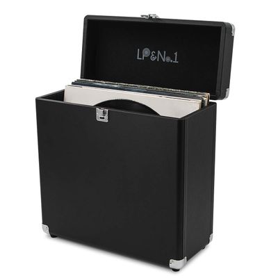 LP&No.1 vinyl record storage rack, record display box, album storage mobile case, capable of accommodating over 30 precious records, 7/10/12-inch record flat noodle box, vinyl organizer, Black