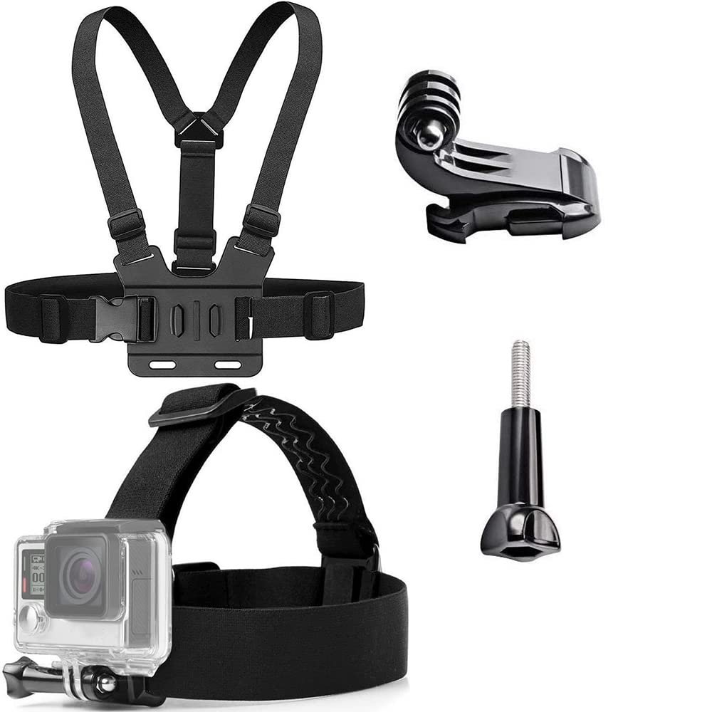 ASOCEA Action Camera Chest Mount Harness with J Hook Compatible and Action Camera Head Mount Strap,Adjustable Headband Compatible with Gopro Hero 11 10 9 8 7/AKASO EK7000/Brave 4/V50