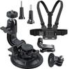ASOCEA Action Camera Suction Cup Mount Windshield Camera Holder Tripod Adapter with Screw Compatible and Action Camera Chest Mount Harness with J Hook view 1