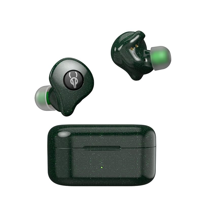 ICESOMNUS Sabbat E16 HiFi Wireless Earbuds with Coaxial Dual Driver Technology, Balanced Armature and Dynamic Driver, aptX Bluetooth 5.2 in-Ear Headphones for Audiophile Music Lovers(Aurora Green)