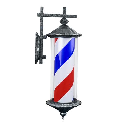 MIXXON Retro Barber Shop Pole Light, Barbershop Stripes Rotating Pole LED Light - Hairdressing Sign Barber Shop Sign, for Outdoor Wall Graphic Decoration,Blue & red