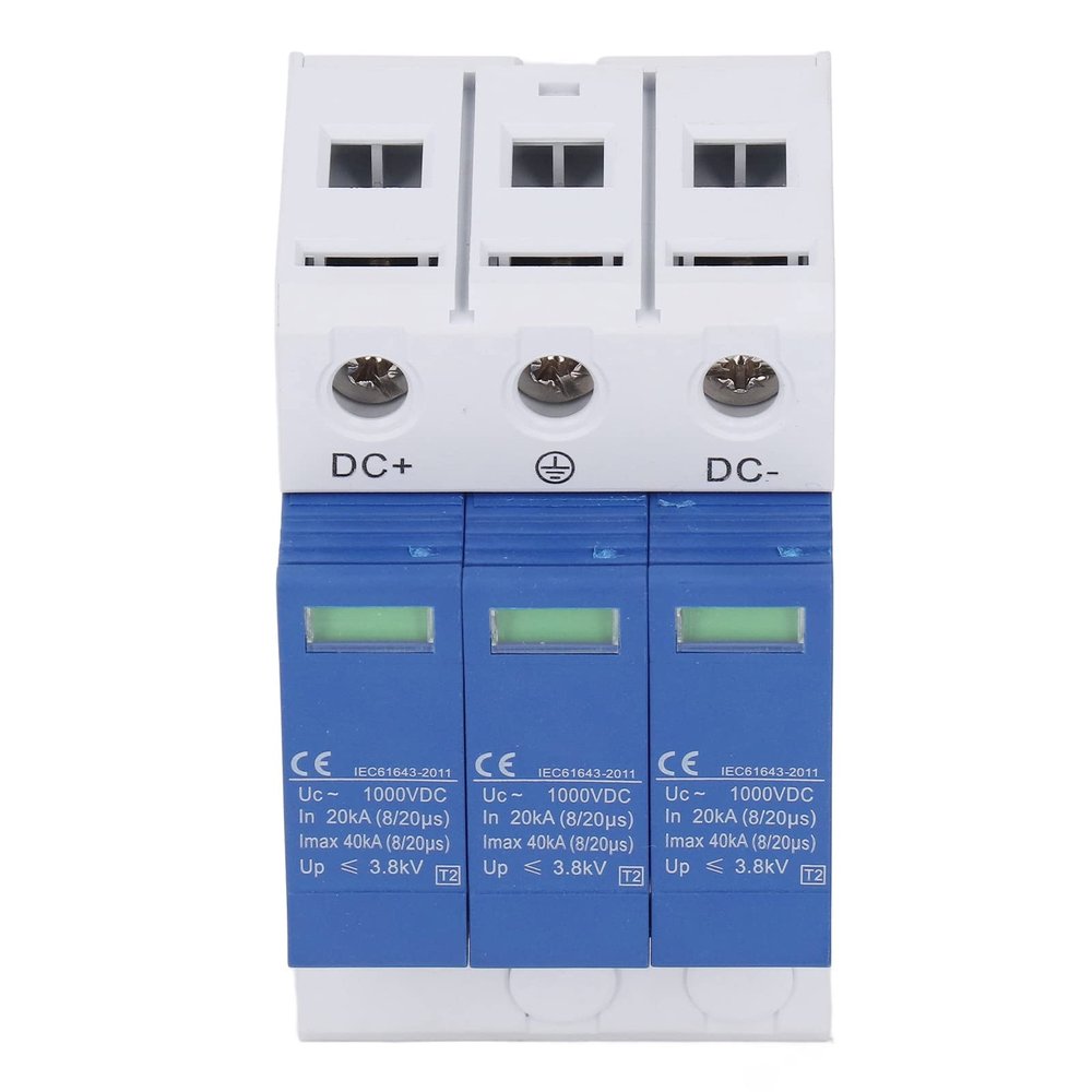 AAOCLO Surge Protective Device, DC1000V Fireproof Flame Retardant PC Small Leakage Photovoltaic Surge Protector for Indoor Outdoor (Size : 3P)