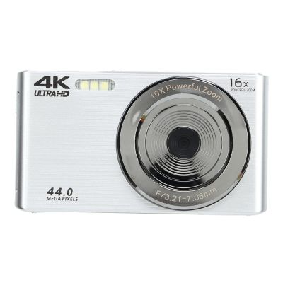4K Digital Camera, 16X Digital Zoom 44MP Vlog Camera, 2.8in Screen, Built in Fill Light, Support USB Data, Anti Shake, for Beginners and Children (Silver)