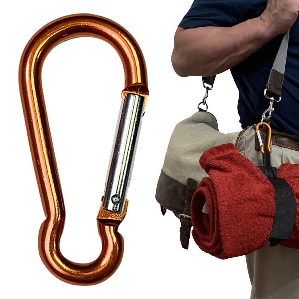 MULTUS 3 inch Aluminum Orange 50 LB Capacity Carabiner for Camping, Hiking, Hunting, Boating, and Outdoor Hanging Gear Storage and Organization