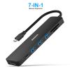 BENFEI USB C HUB 7-in-1, USB-C HUB Multiport Adapter with HDMI (4K @ 60Hz Certified)/100W Power Delivery/3*USB 3.0 5Gbps/SD/TF Card Reader (160MB/s) for iPhone 15 Pro/Max MacBook iPad Pro iMac S23 view 2