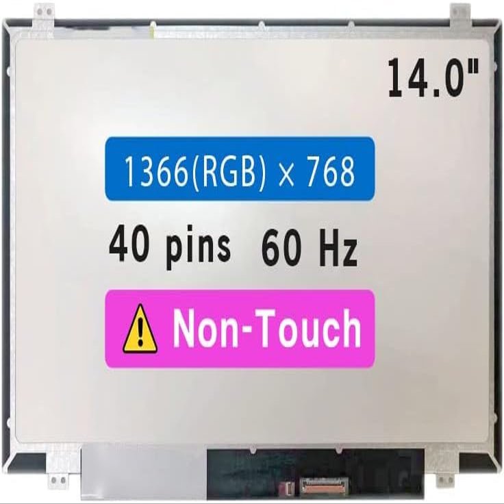 14.0" Screen Replacement for HP Elitebook 8450P 8460P 8470P Series LCD Display Panel 40 pin (HD 1366 * 768 Non-Touch)