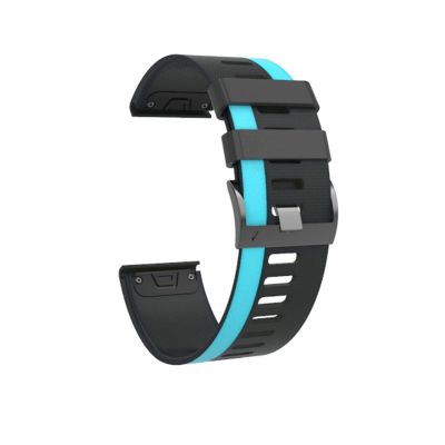 IENYU 26 22mm Quick Release Watchband Strap for Garmin Fenix 6X 6 Pro Watch Easyfit Wrist Band Strap for Garmin Fenix 5X 5 3 3HR Watch (Color : Black Sky Blue, Size : 26mm Fenix 6X 6XPro)