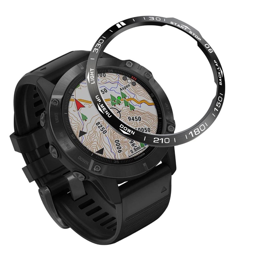 AEHON For Garmin Fenix 6X/6X Pro/6X Sapphire Watch Bezel Ring Stainless Steel Sculptured Time Units Adhesive Anti-scratch Cover Rings (Color : A Black White)