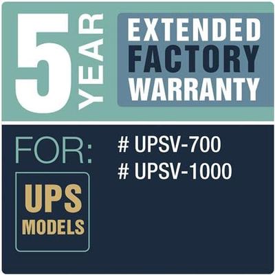 Lowell Five Year Extended Warranty for UPSV-700 or UPSV-1000 (UPS-EW-521)