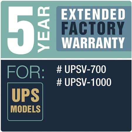 Lowell Five Year Extended Warranty for UPSV-700 or UPSV-1000 (UPS-EW-521)