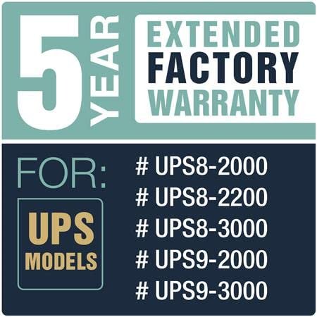 Lowell Five Year Extended Warranty for UPS8-2000, UPS8-2200, UPS8-3000, UPS9-2000, UPS9-3000 (UPS-EW-523)