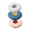 COLLBATH 3pcs Portable Phone Charging Cable Organizer Rotatable Storage Box in Blue Yellow Pink and Gray Compact Design for Easy Travel for Earphone and Data Cables view 1