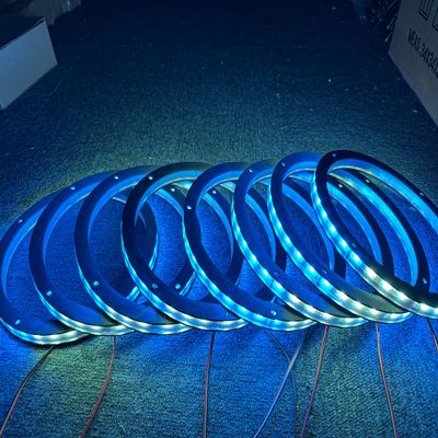 8PCS 15" Car LED Speaker Ring Lights Decorative Light Kit Dream Color Chasing Flow Series + RGB Spacer Ring Light Coaxial Speaker Lights Bluetooth App & Remote Controlled (8PC-CHASE-15'')