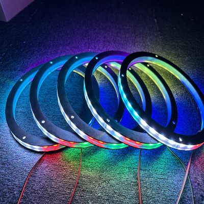 5PCS 15" Car LED Speaker Ring Lights Decorative Light Kit Dream Color Chasing Flow Series + RGB Spacer Ring Light Coaxial Speaker Lights Bluetooth App & Remote Controlled (5PC-CHASE-15'')