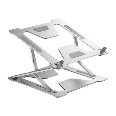 QIYUDS Laptop Stand,Ergonomic Aluminum Laptop Computer Stand with 10 Levels Height Adjustment,Fits Up to 17.3In Laptop (Color : Silver)