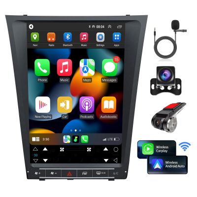 Car Radio Stereo for Lexus GS GS300 GS350 GS400 2004-2011 Replacement Carplay Android Auto 12.8 Inch Vertical Touch Screen Upgrade Tesla Style Audio with DSP in Dash Headunit Multimedia Player