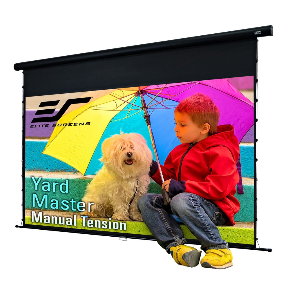 Elite Screens Yard Master Manual Tension, 125-INCH Diag. 16:9 Outdoor Manual Tab-Tensioned Projector Screen, OMS125WHMT