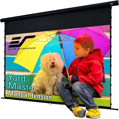 Elite Screens Yard Master Manual Tension, 115-INCH Diag. 16:9 Outdoor Manual Tab-Tensioned Projector Screen, OMS115WHMT